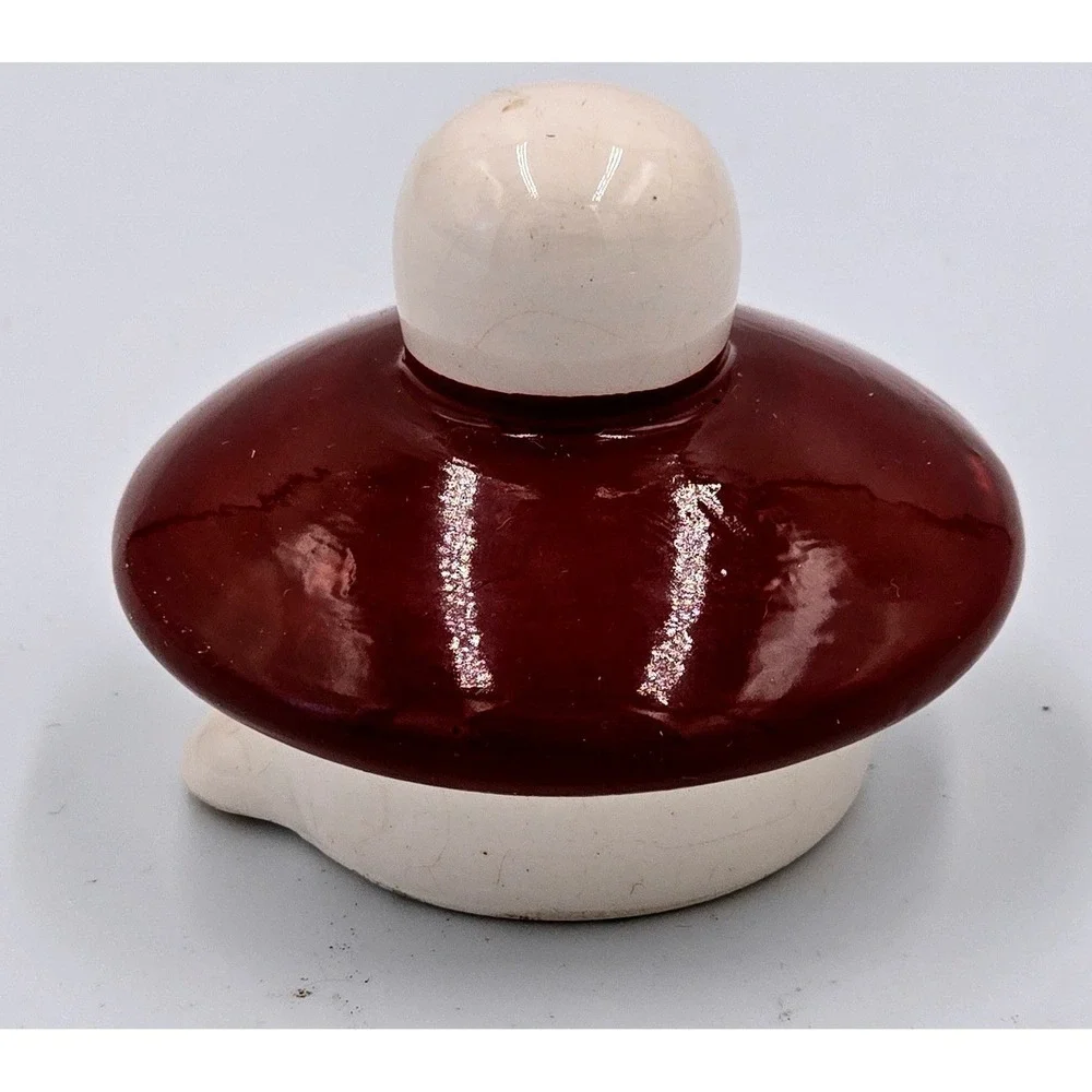 Vintage Burgundy Red and Cream Ceramic Teapot Canister Replacement Lid